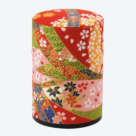 Japanese Tea Tin (200g) -  Red Sakura Pattern