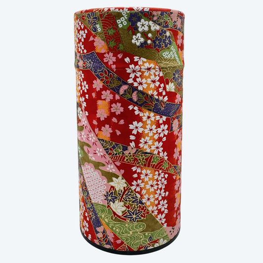Japanese Tea Tin (200g) - Red Sakura Pattern