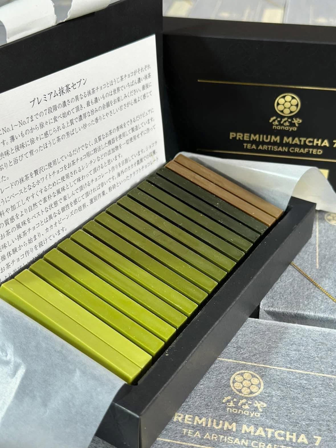 Nanaya Premium Matcha – 7 matcha levels stick chocolates + tea gift set