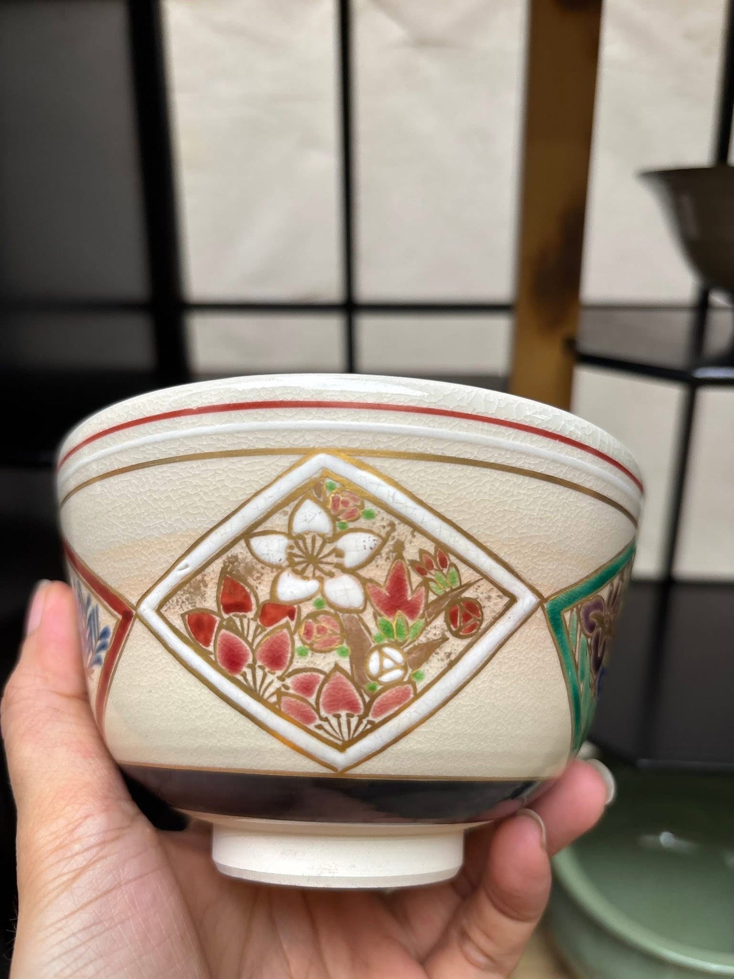 Very rare Japanese Matcha Tea Ceremony Set And Storage Shelf