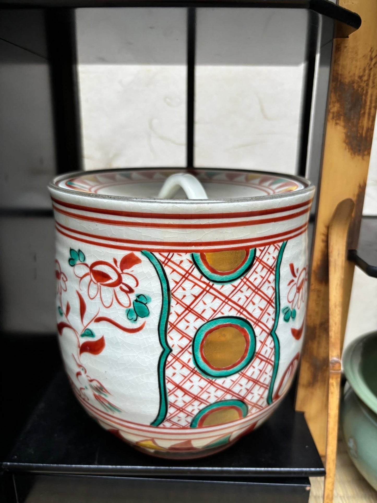 Very rare Japanese Matcha Tea Ceremony Set And Storage Shelf
