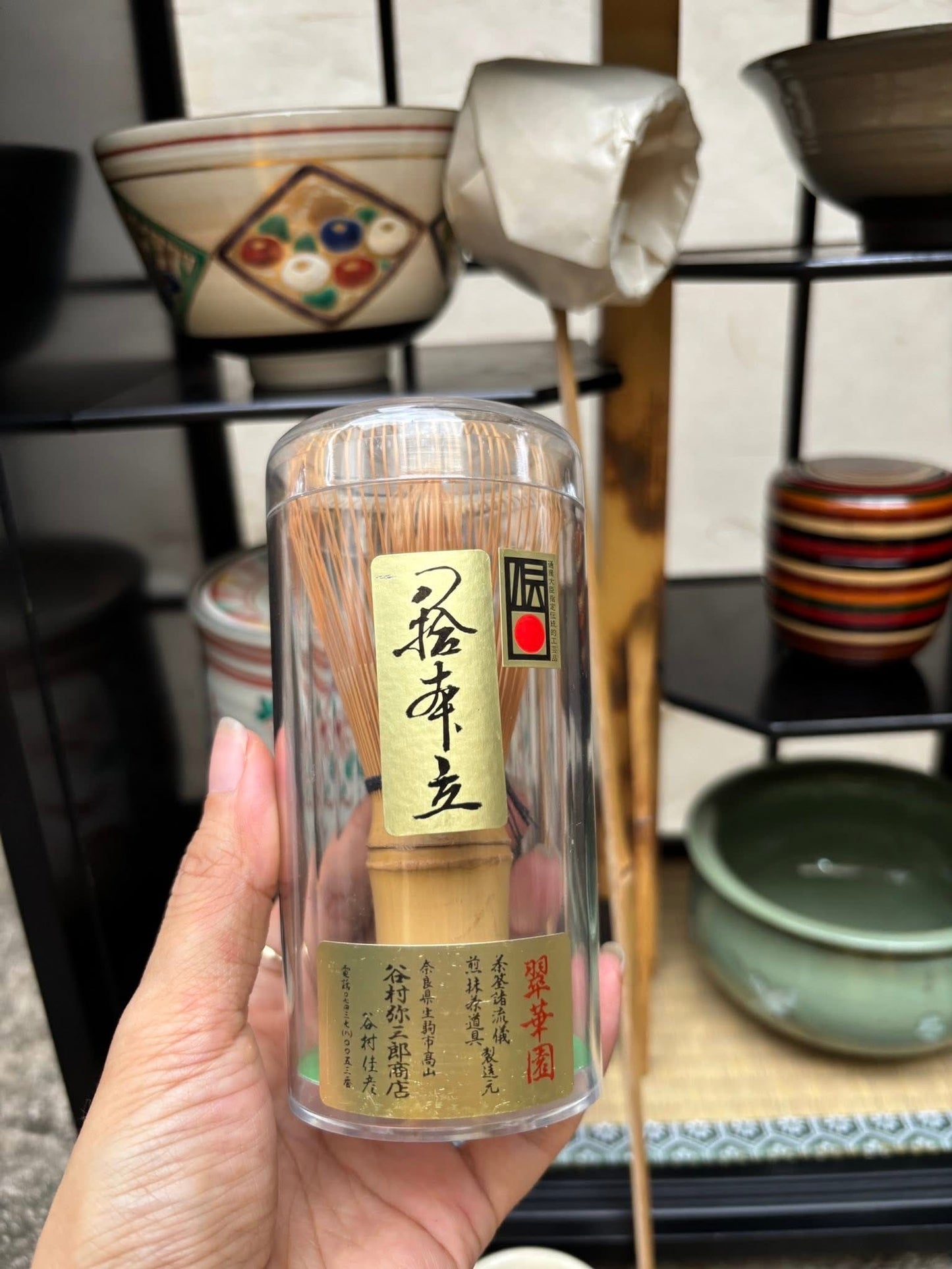 Very rare Japanese Matcha Tea Ceremony Set And Storage Shelf