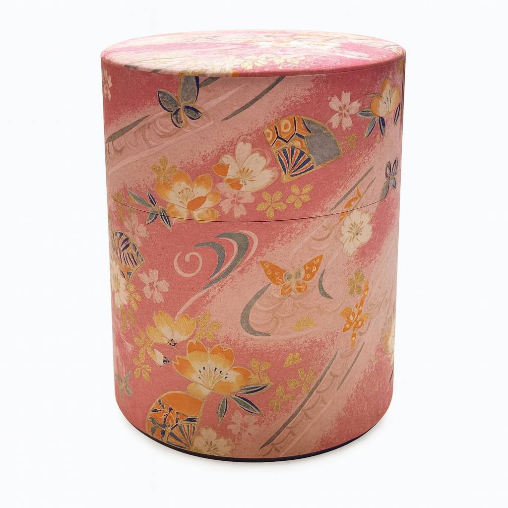 Japanese Matcha Storage Tin - Kotodo Pink Swirl Tin (200g)