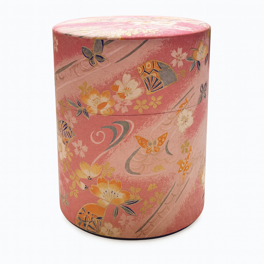 Japanese Matcha Storage Tin - Kotodo Pink Swirl Tin (200g)