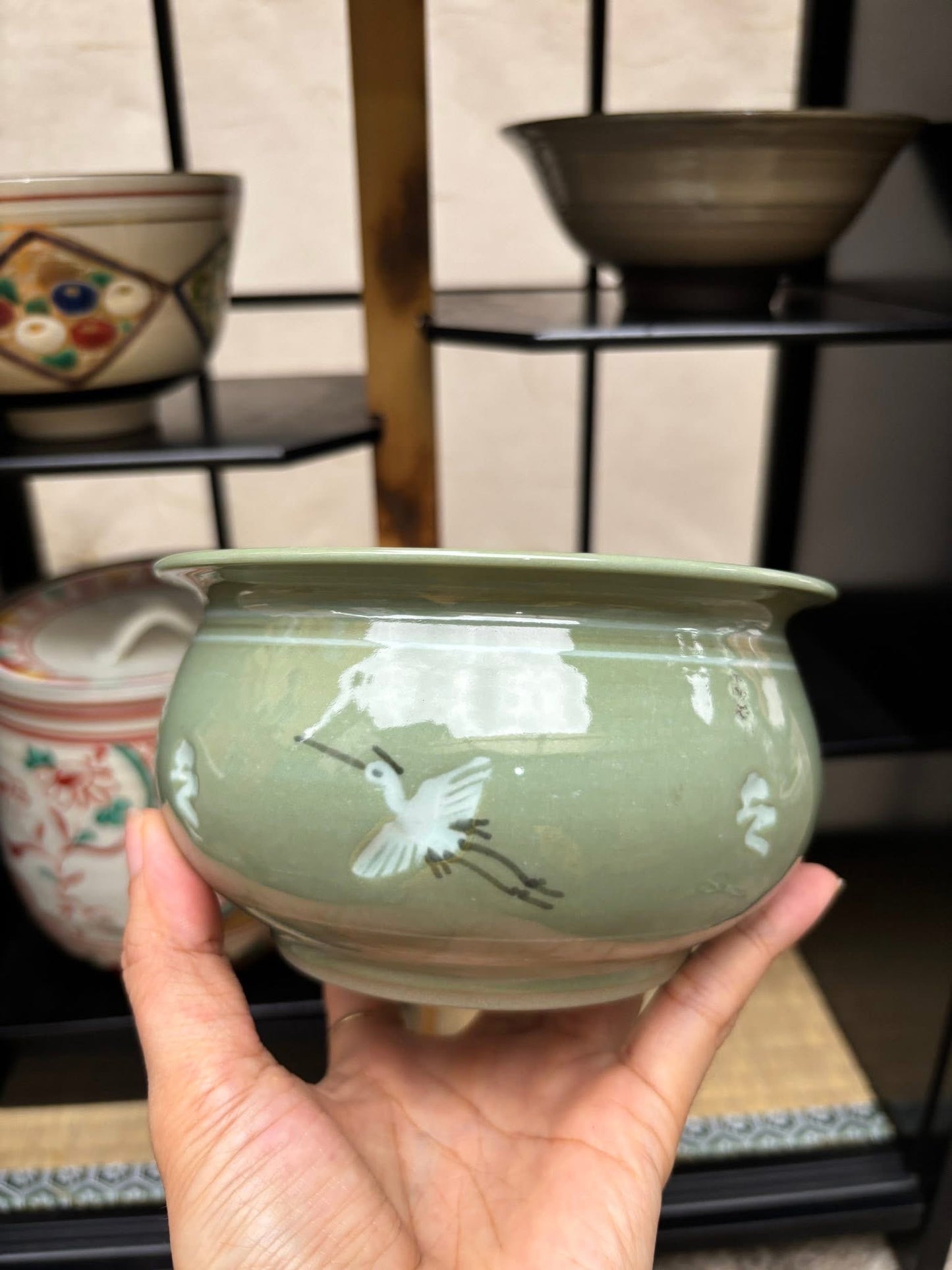 Very rare Japanese Matcha Tea Ceremony Set And Storage Shelf