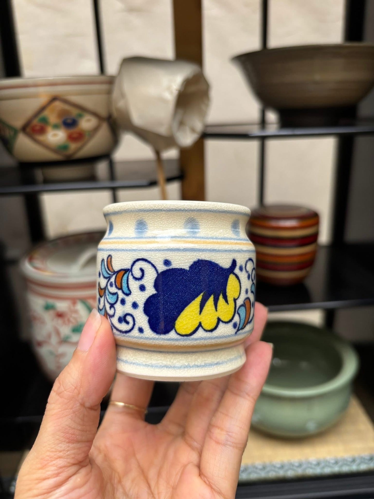 Very rare Japanese Matcha Tea Ceremony Set And Storage Shelf