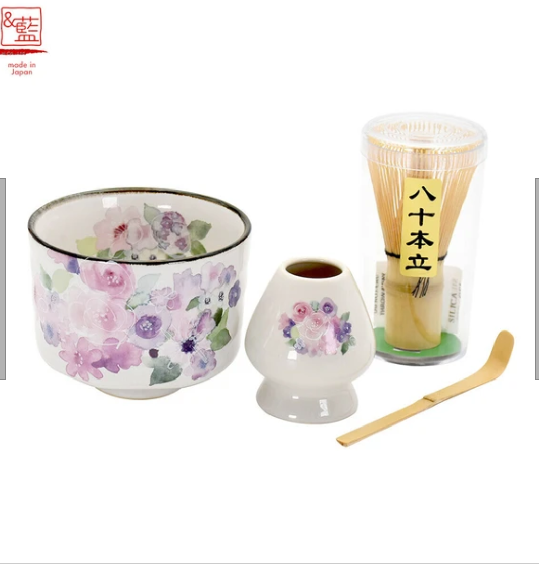 Premium Japanese Matcha 4 piece set Hana Kobo Pink
