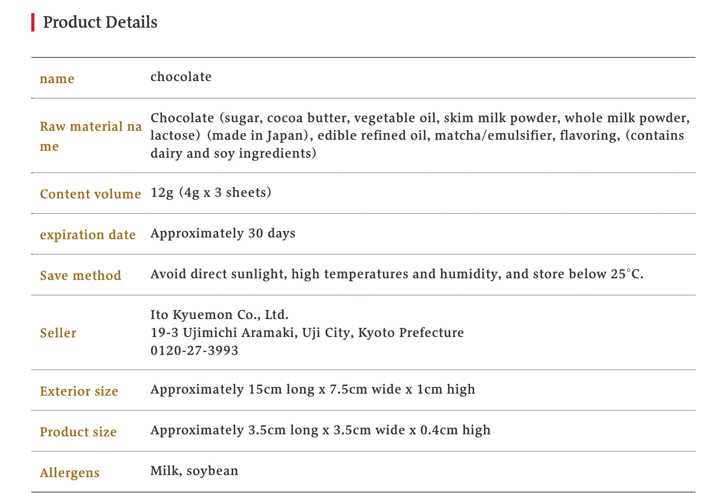 Itoh Kyuemon - Uji Matcha Chocolate