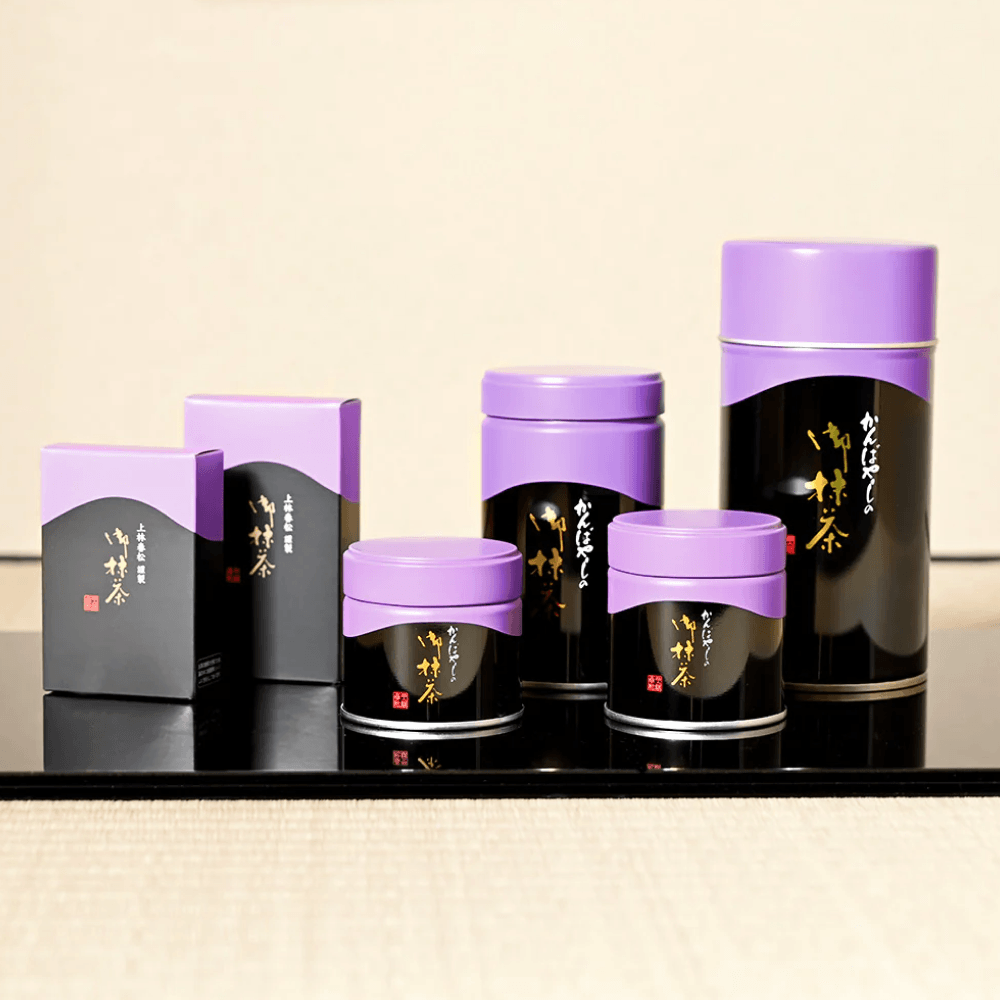 Kanbayashi Shunsho matcha collection and traditional tea tins